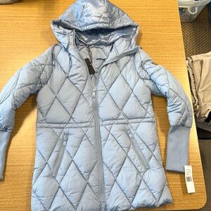 Light Blue Quilted Hooded Women's Puffer Jacket